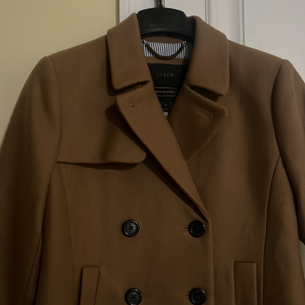 NWT- 0 -J.Crew Wool Melton Short Peacoat - $298 - Picture 4 of 8